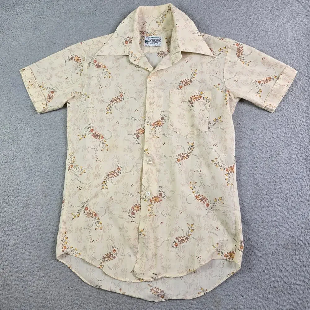 Vintage‎ 70's Button Front Shirt Lot of 2 Boys Size 14 Retro Movie TV Props